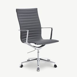 Akira Office Chair, Grey Leather, Highback
