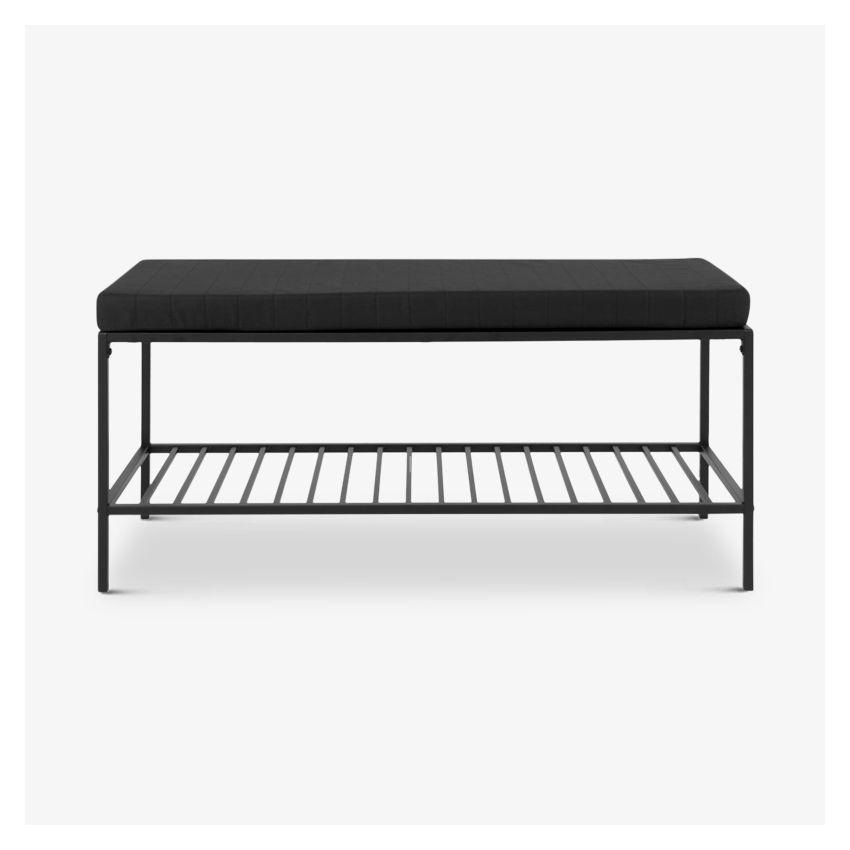 Vice Metal Bench with Cushion, Black