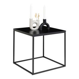 Vice Side Table, Black Wood & Metal