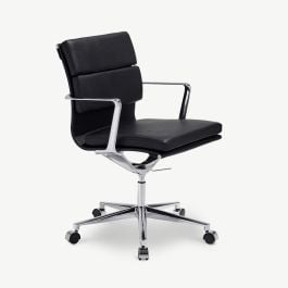 Bern Office Chair, Black Leather, Lowback