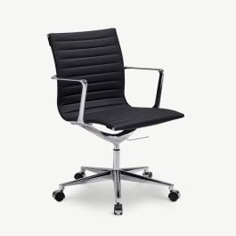 Walton Office Chair, Black PU-leather, Lowback