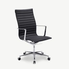 Akira Office Chair, Black PU-leather, Highback