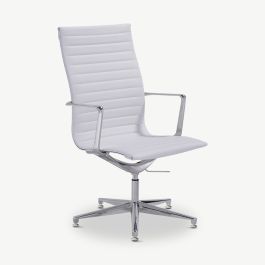 Ava Conference Chair, White PU-leather, Highback