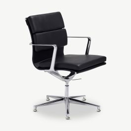 Lucas Conference Chair, Black Leather, Lowback