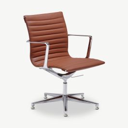 Mateo Conference Chair, Cognac Leather, Lowback