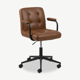 Talia Office Chair, Cognac Faux Leather