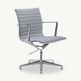 Mateo Conference Chair, Light Grey Fabric, Lowback