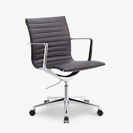 Walton Office Chair, Dark Brown Leather, Lowback