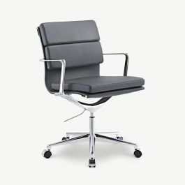 Bern Office Chair, Grey Leather, Lowback