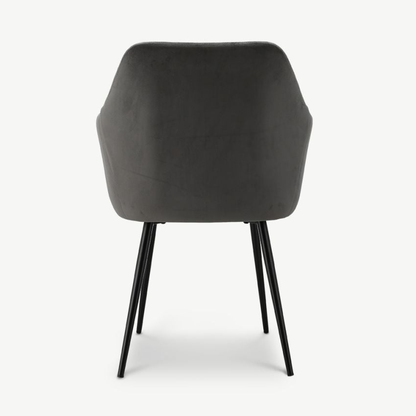 Brando Ribbed Dining Armchair, Grey Velvet