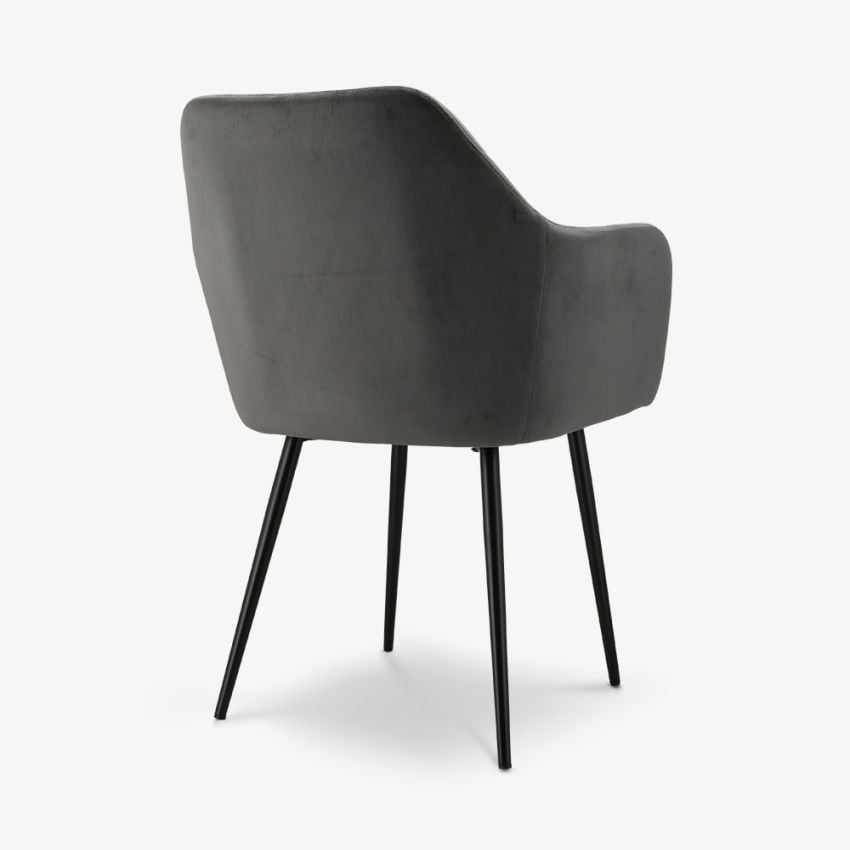 Brando Ribbed Dining Armchair, Grey Velvet