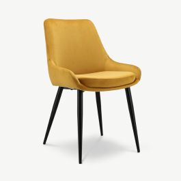 Fleur Padded Dining Chair, Yellow Velvet