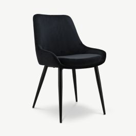 Fleur Padded Dining Chair, Black Velvet