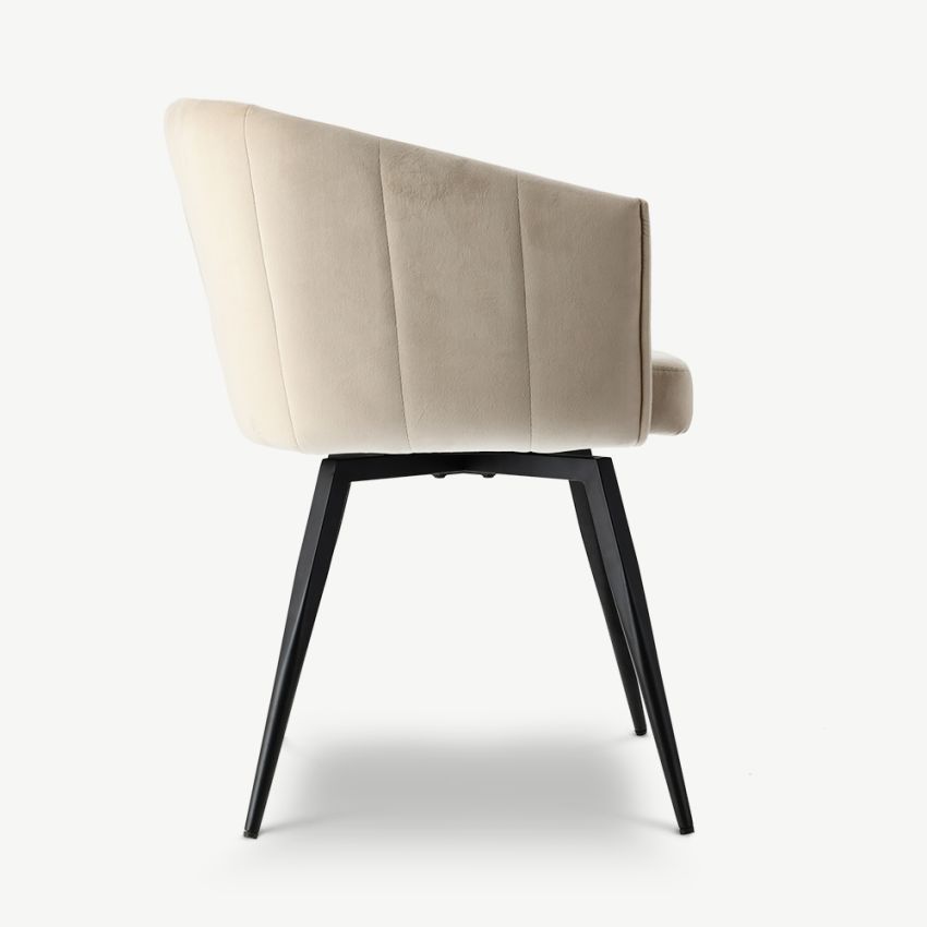 Ben Swivel Dining Armchair, Beige Velvet