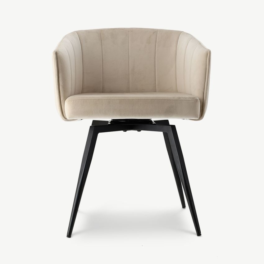 Ben Swivel Dining Armchair, Beige Velvet