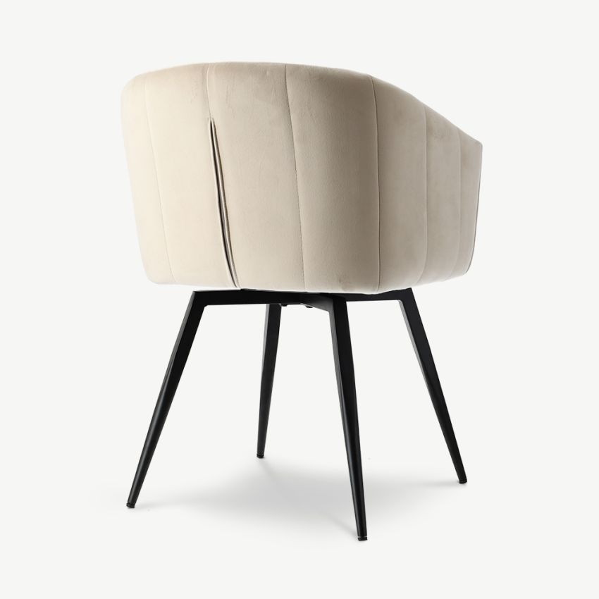 Ben Swivel Dining Armchair, Beige Velvet