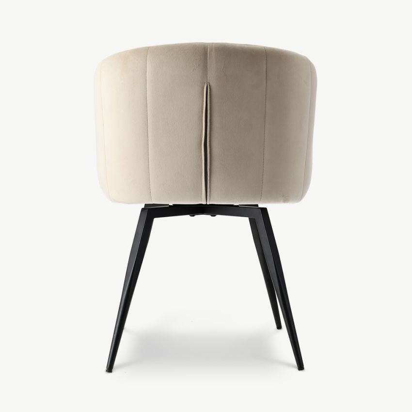 Ben Swivel Dining Armchair, Beige Velvet