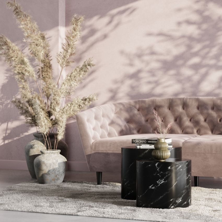 Aria 3 Seater Sofa, Dusty Pink Velvet