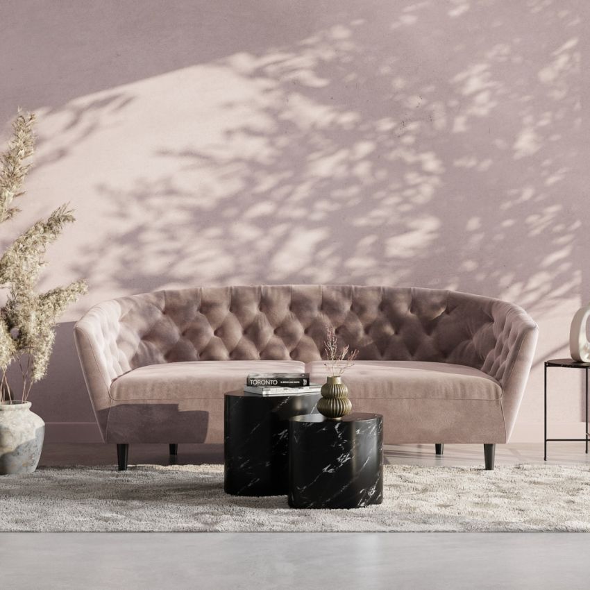 Aria 3 Seater Sofa, Dusty Pink Velvet