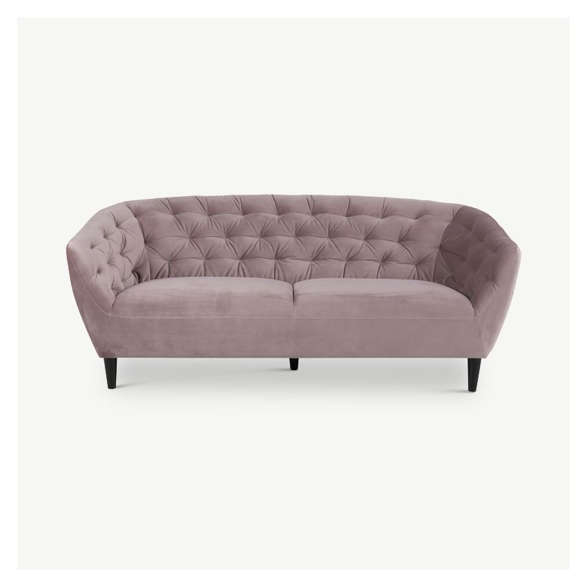 Aria 3 Seater Sofa, Dusty Pink Velvet