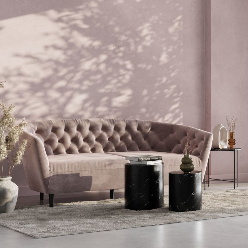 Aria 3 Seater Sofa, Dusty Pink Velvet