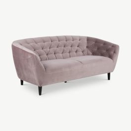 Aria 3 Seater Sofa, Dusty Pink Velvet