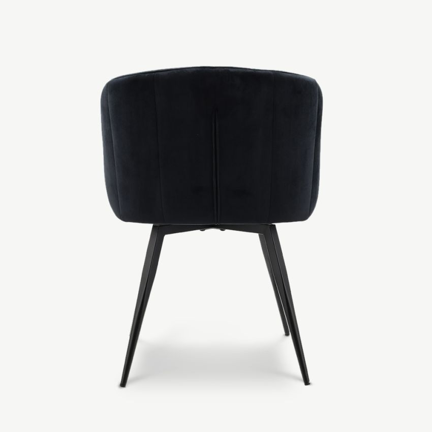 Ben Swivel Dining Armchair, Black Velvet