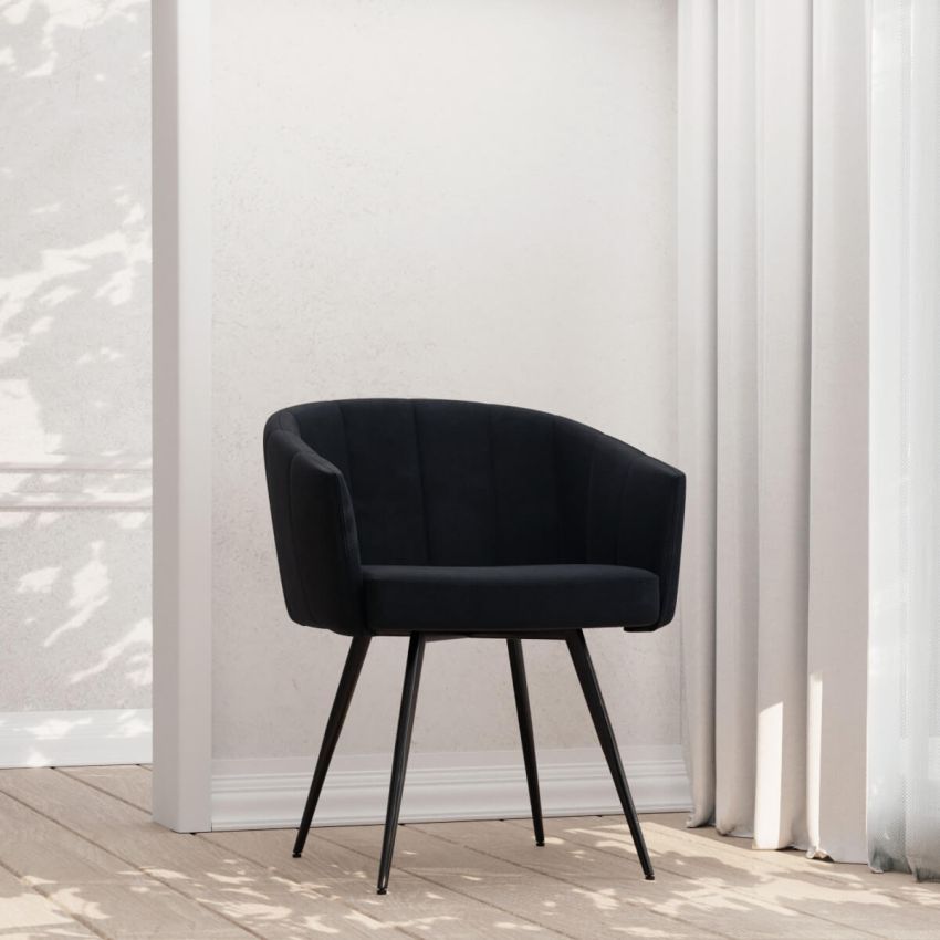 Ben Swivel Dining Armchair, Black Velvet