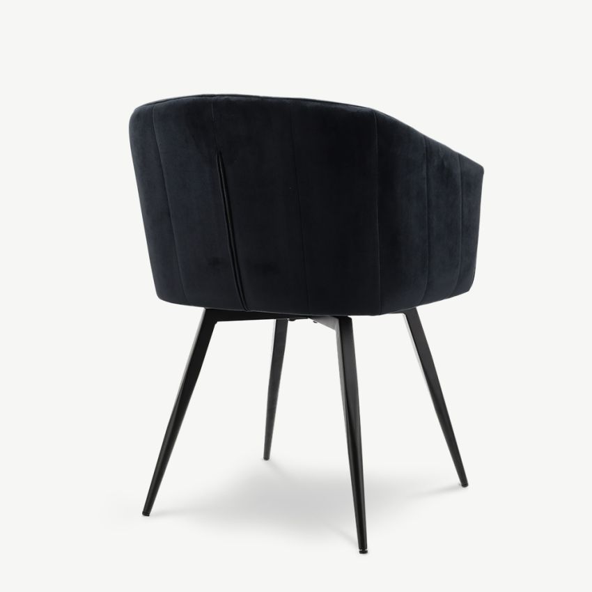 Ben Swivel Dining Armchair, Black Velvet