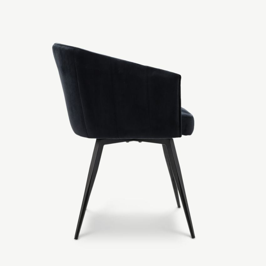 Ben Swivel Dining Armchair, Black Velvet