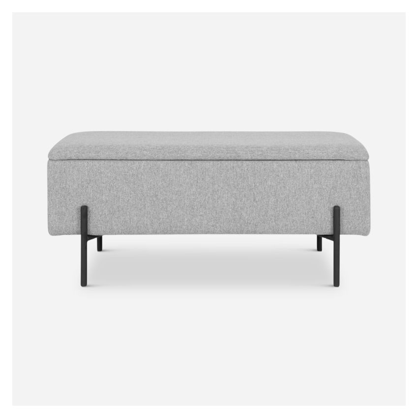Watson Storage Bench, Light Grey Fabric