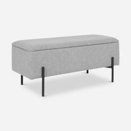 Watson Storage Bench, Light Grey Fabric