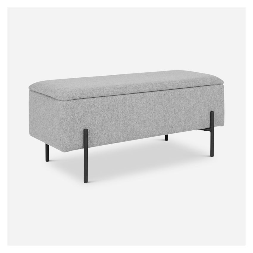 Watson Storage Bench, Light Grey Fabric