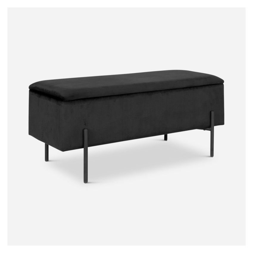 Watson Storage Bench, Black Velvet