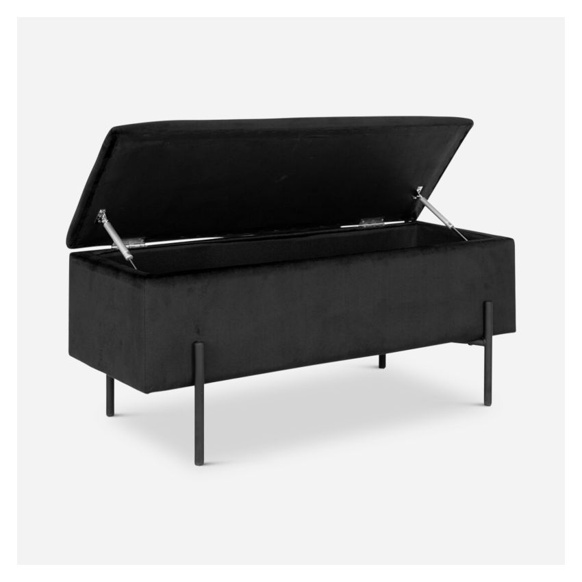 Watson Storage Bench, Black Velvet
