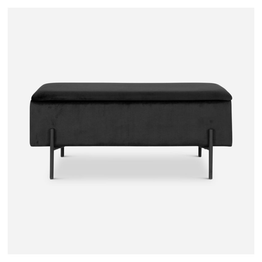 Watson Storage Bench, Black Velvet