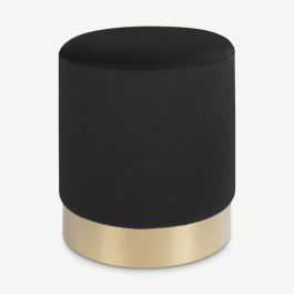 Gaby Pouffe, Black Velvet & Brass