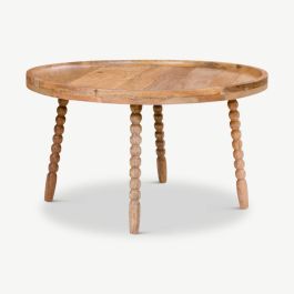 Jammu Round Coffee Table, Natural Mango Wood