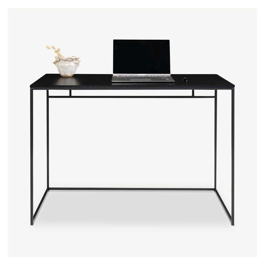 Vice Office Desk, Black Wood & Metal