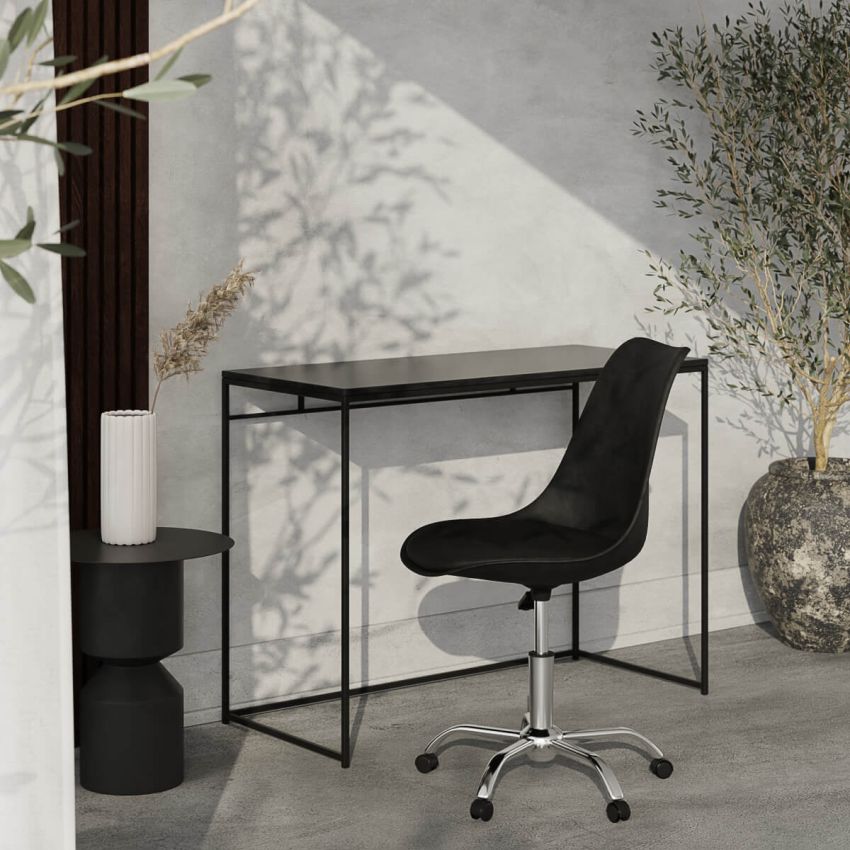 Vice Office Desk, Black Wood & Metal
