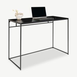 Vice Office Desk, Black Wood & Metal