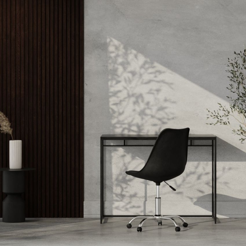 Vice Office Desk, Black Wood & Metal