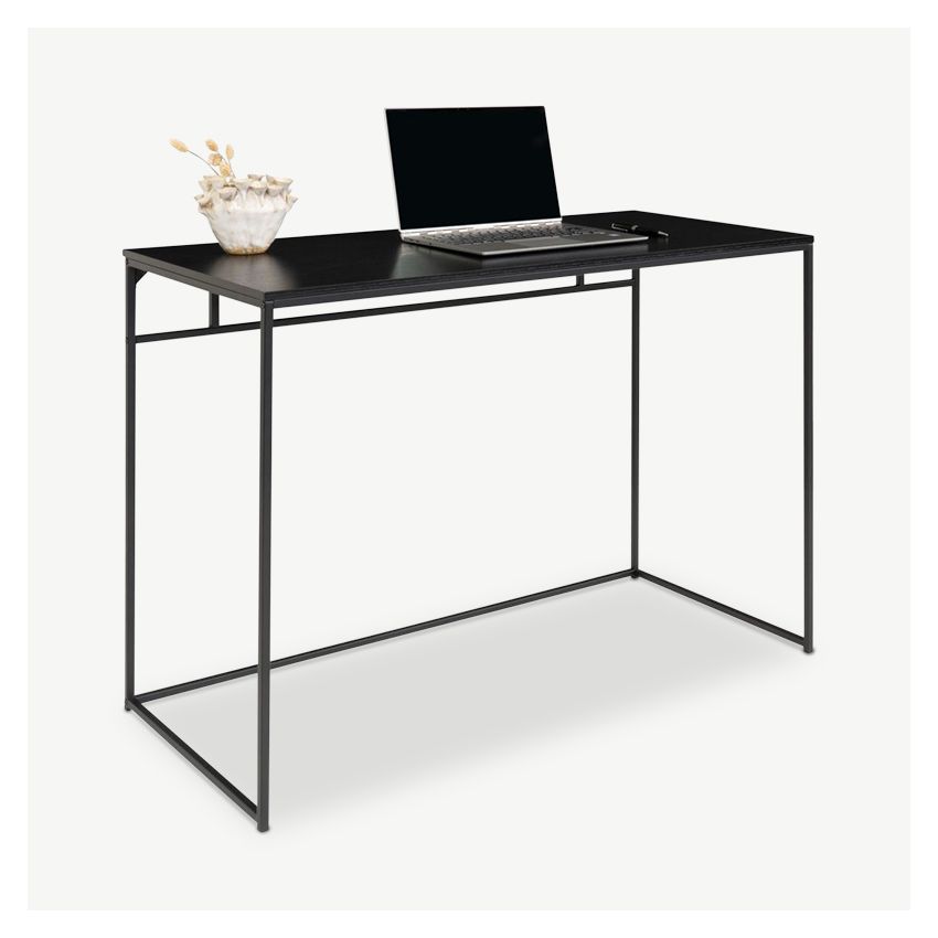Vice Office Desk, Black Wood & Metal