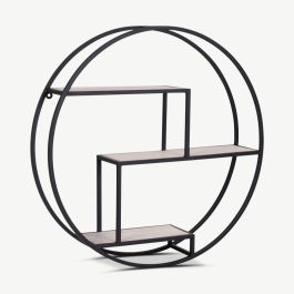 Vice Round Wall Shelf, Oak Look & Metal