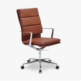 Maci Office Chair, Cognac Leather, Highback