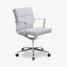 Bern Office Chair, White Leather, Lowback
