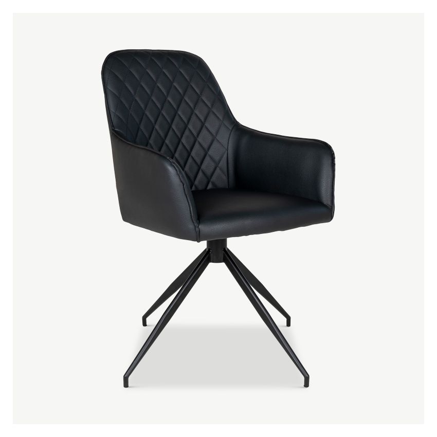 Harbour Swivel Dining Chair, Black PU Leather & black