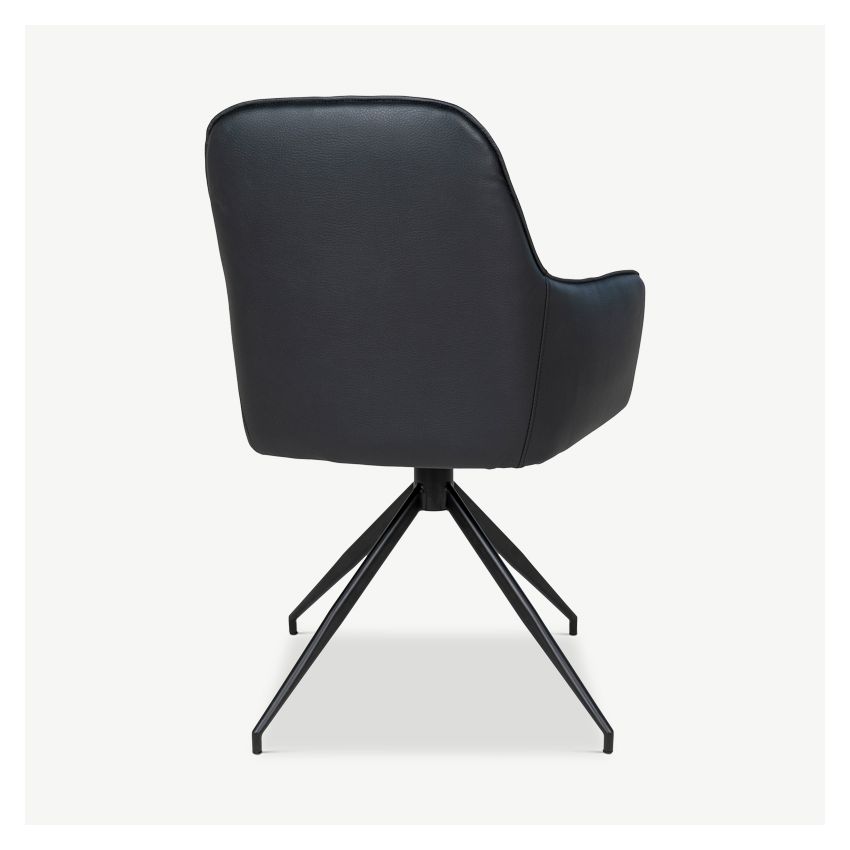 Harbour Swivel Dining Chair, Black PU Leather & black