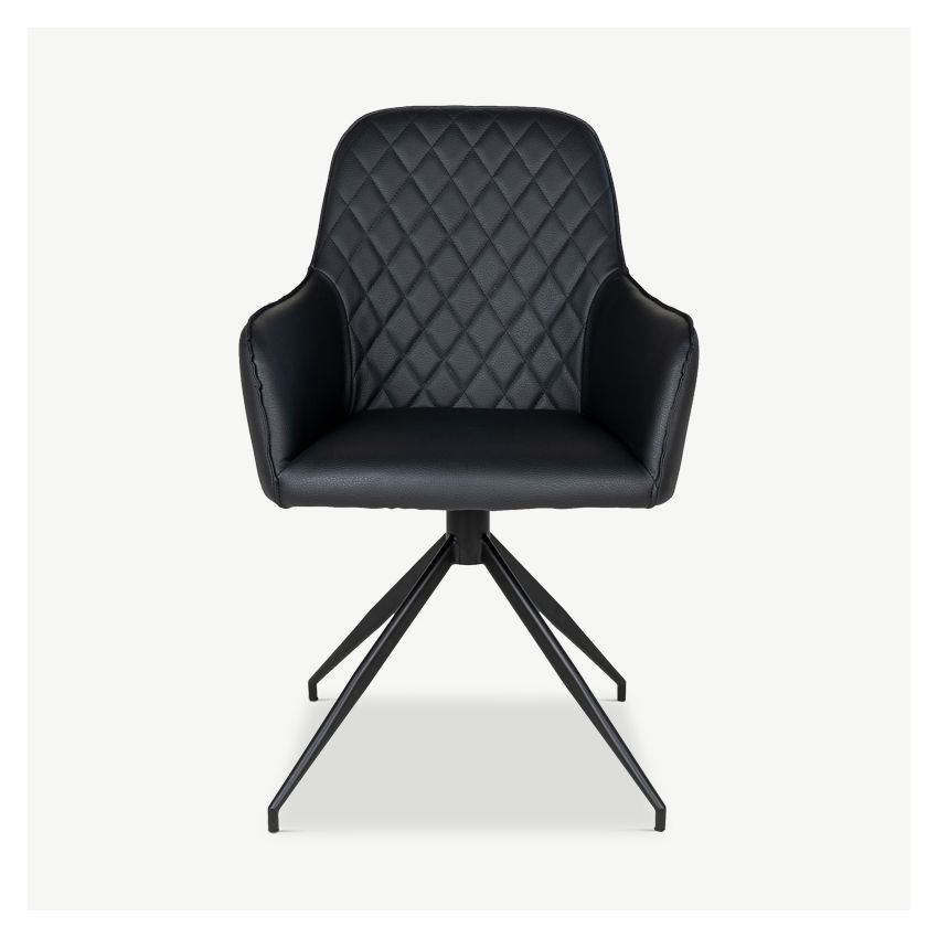 Harbour Swivel Dining Chair, Black PU Leather & black