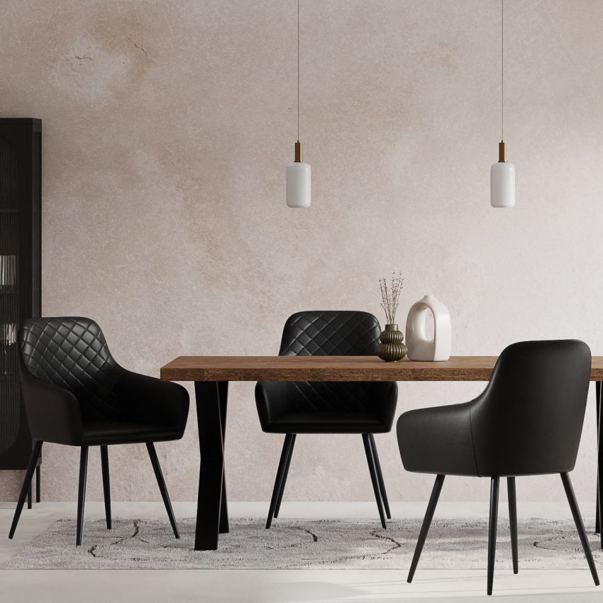 Harbour Swivel Dining Chair, Black PU Leather & black